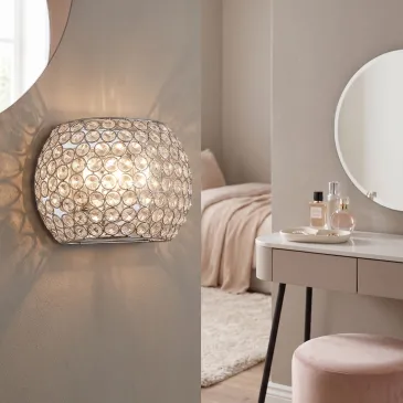 Runde Wandleuchte aus verchromtem K9-Kristall | Mondialshop