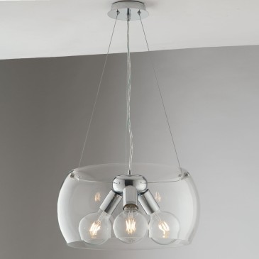 Lustre circulaire moderne blanc ou transparent | Mondialshop