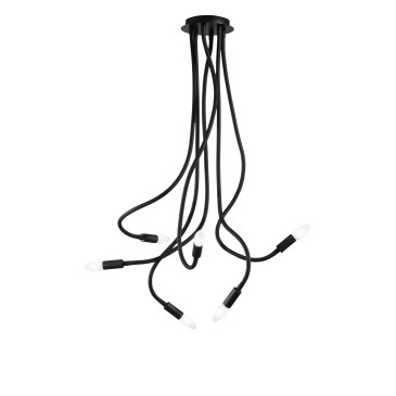 Lustre moderne flexible à 6 lumières, blanc ou noir | Mondialshop