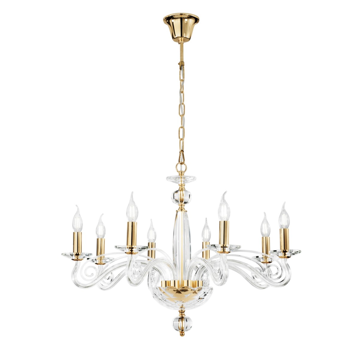 Lampadario Classico in Finitura Oro e Cristallo |...