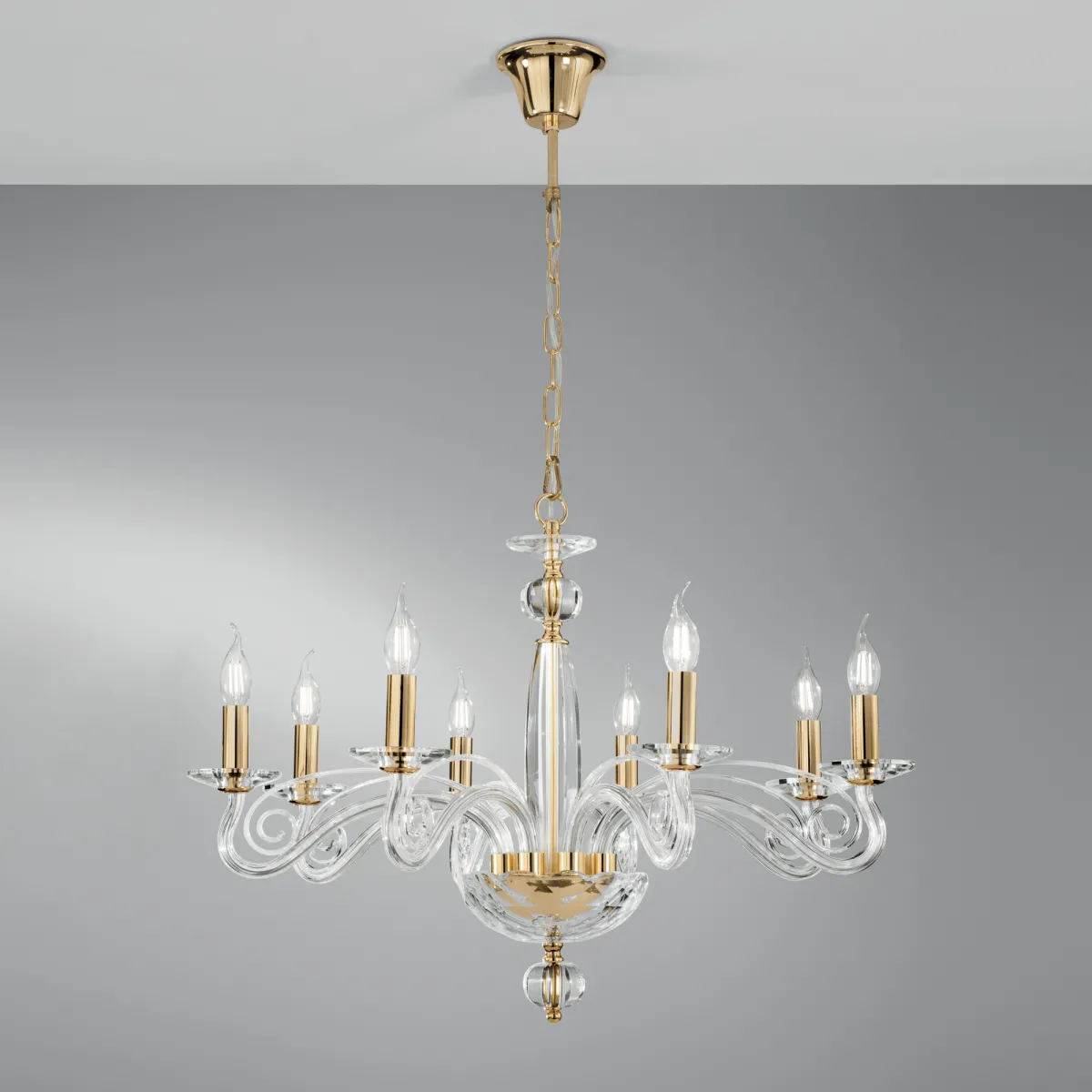 Lustre classique finition or et cristal | Mondialshop