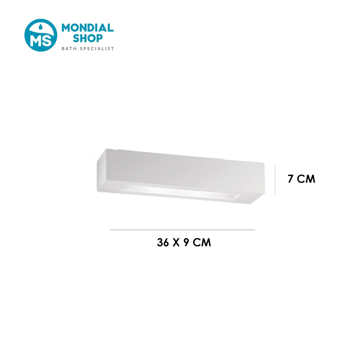 Applique Rettangolare Gesso Verniciabile 2xE14 | Mondialshop
