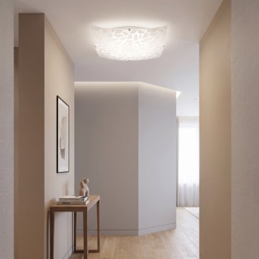 plafoniera LED o a lampadina quadrata in finitura bianca