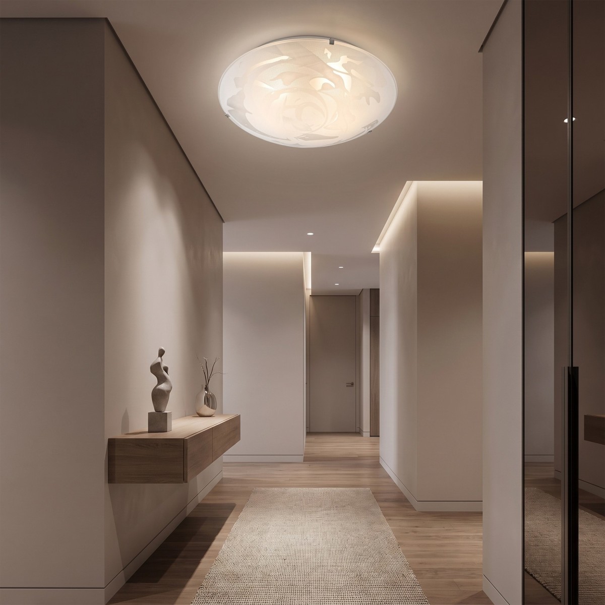 Plafoniera Moderna in Vetro Alabastro Bianco | Mondialshop