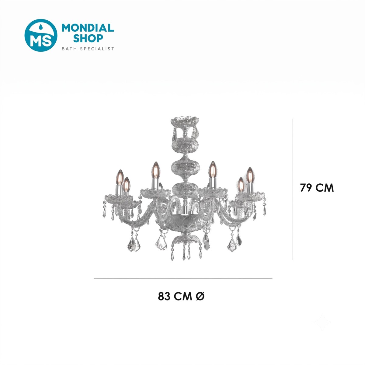 Scheda tecnica lampadario a 8 bracci INCANTO