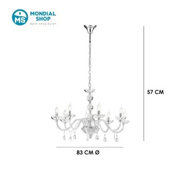 Lustre en cristal chromé ou doré 8xE14 | Mondialshop