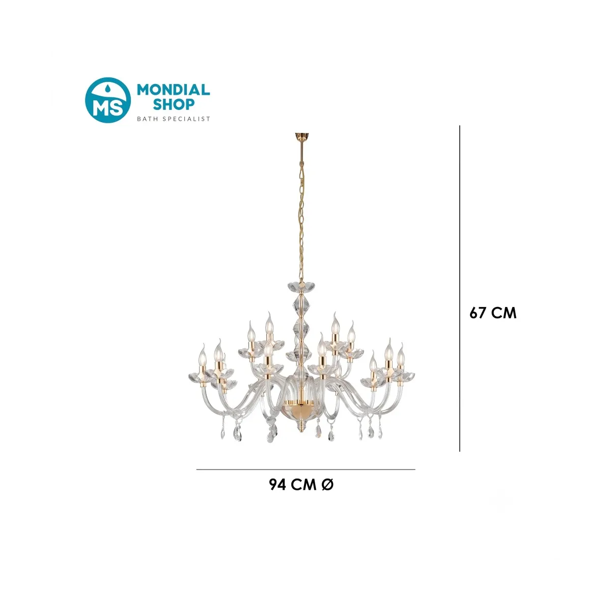 scheda tecnica lampadario a sospensione 10+5 braccia...