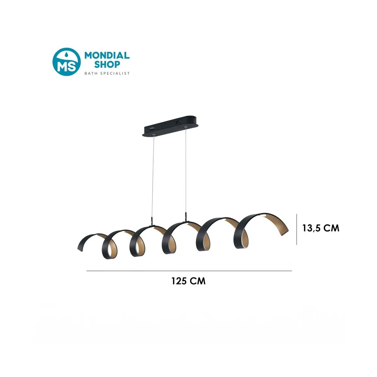 Scheda tecnica lampadario sospensione a spirale nera o...