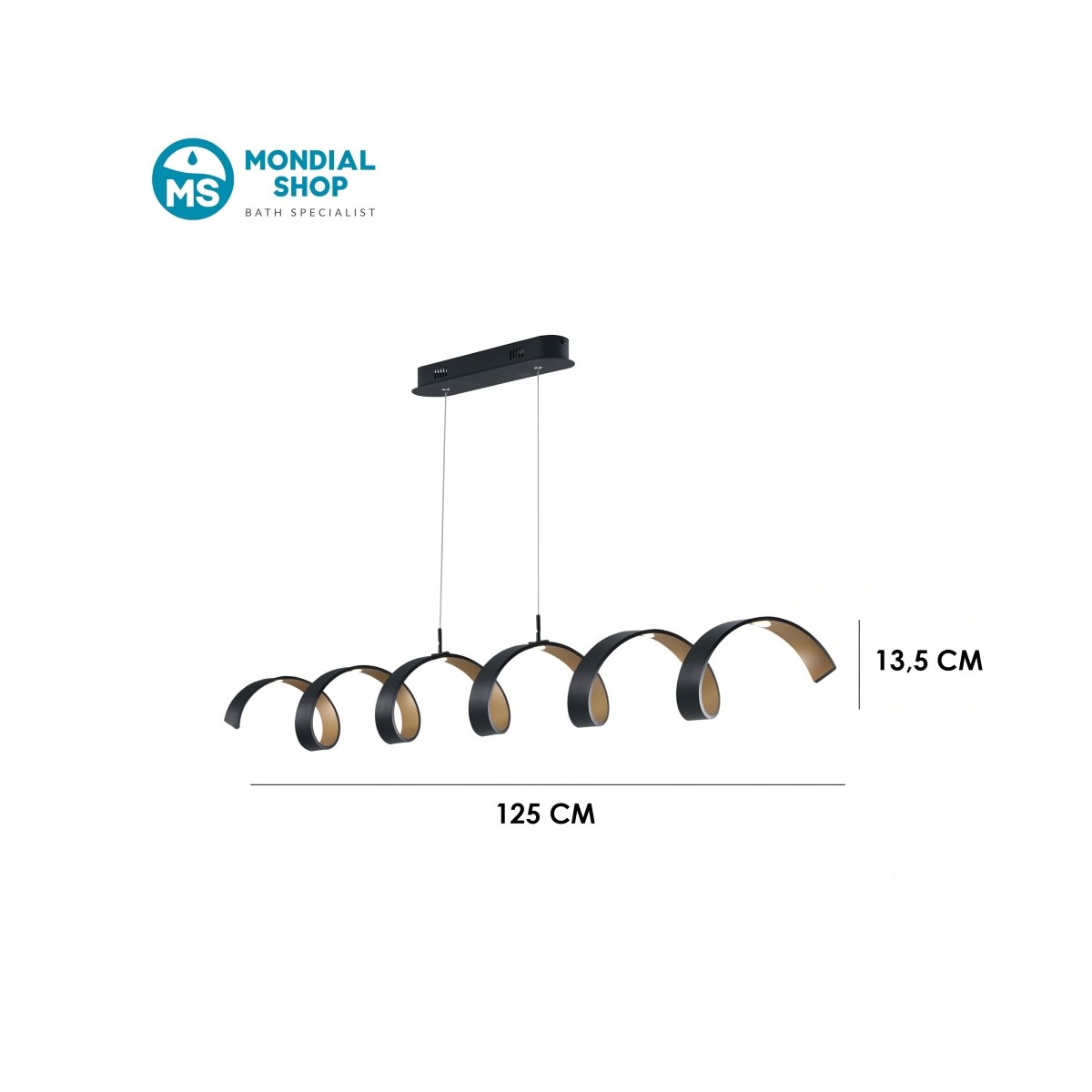 Suspension LED spirale noire haute luminosité 30 W |...