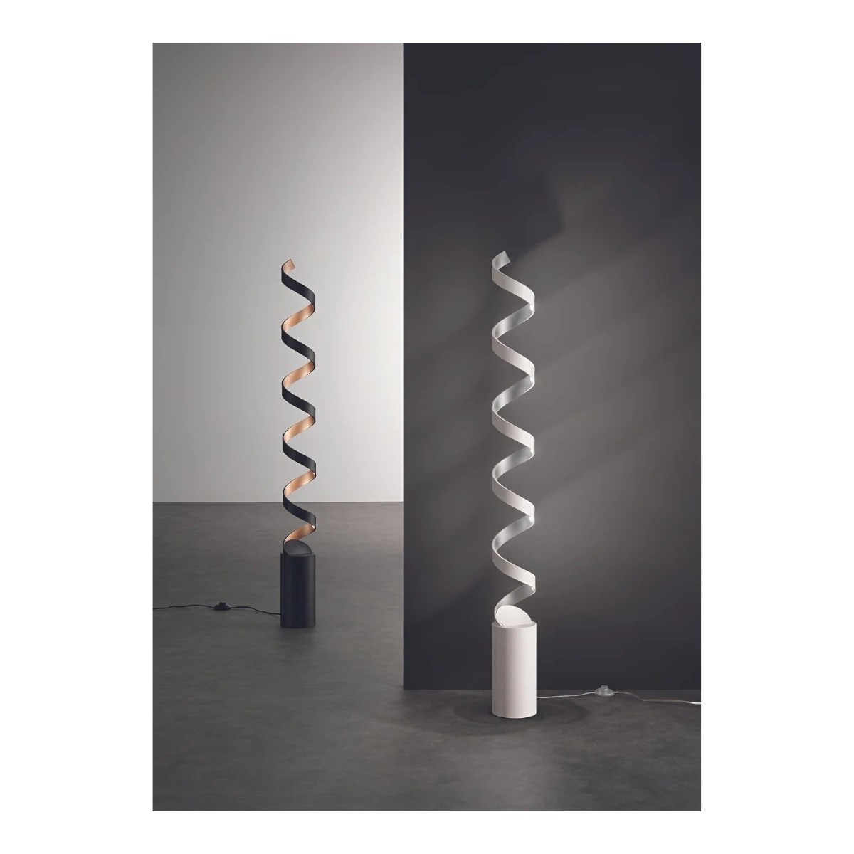 Piantana da Terra LED a Spirale Nera o Bianca | Mondialshop