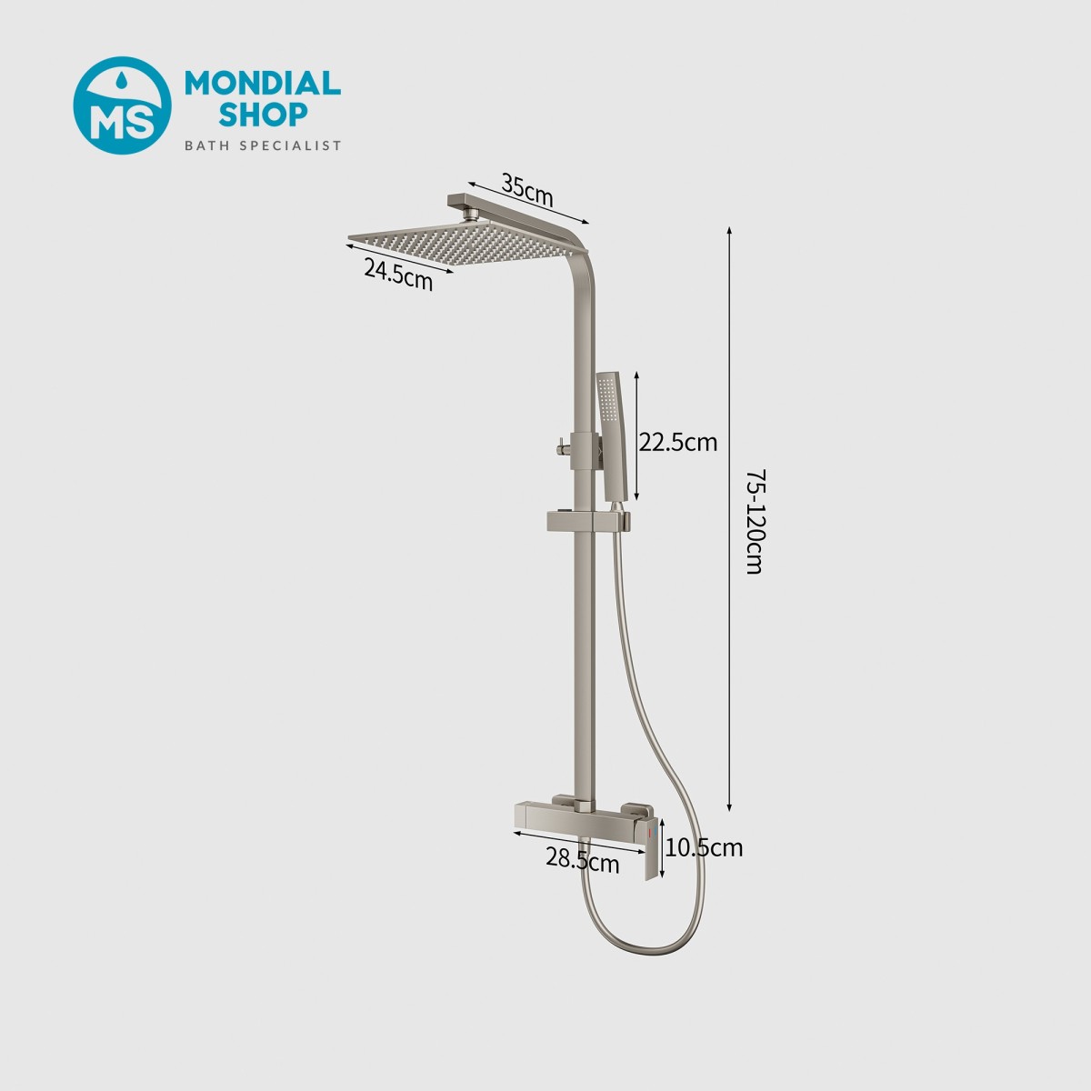 Colonna doccia quadrata con soffione 25x25 doccetta tutta...