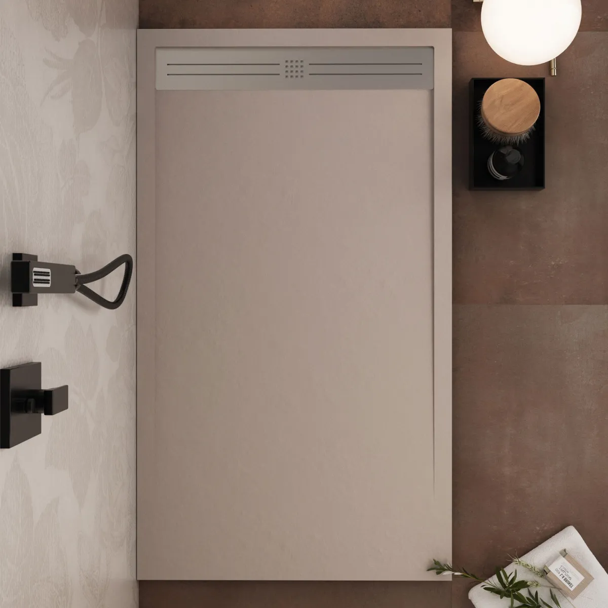 Receveur de douche résine sable RELAX sortie latérale