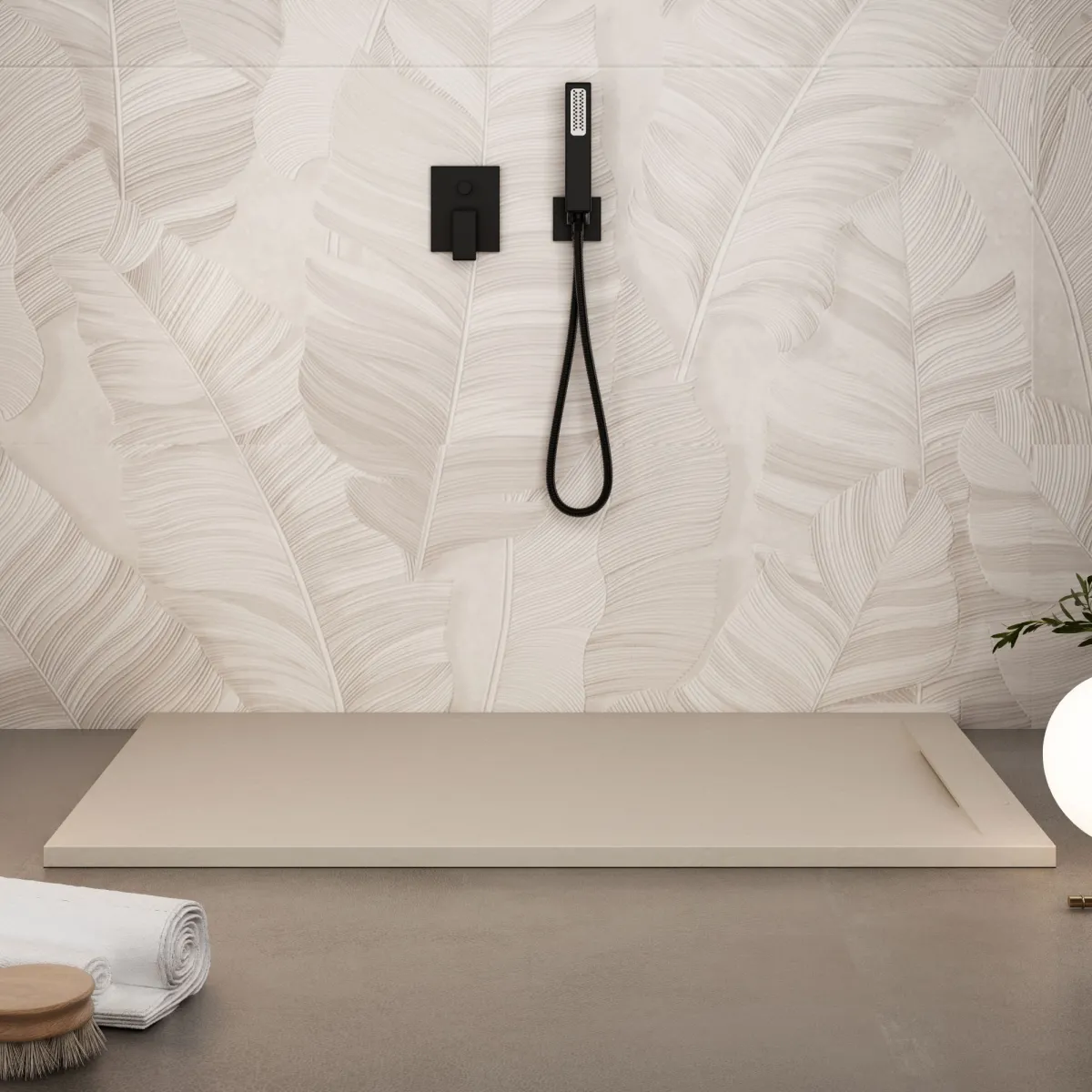 Receveur de douche en résine minérale crème | Vincent