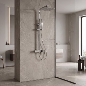 Colonna doccia quadrata con soffione 25x25 doccetta tutta inox FLEX