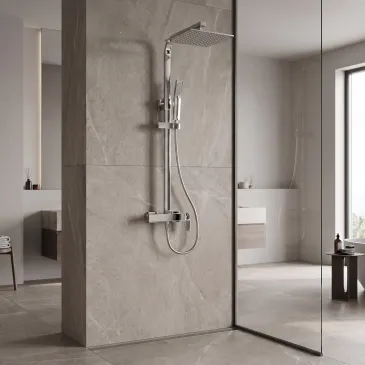 Colonne de douche carrée avec pommeau de douche 25x25 et douchette FLEX entièrement en acier inoxydable
