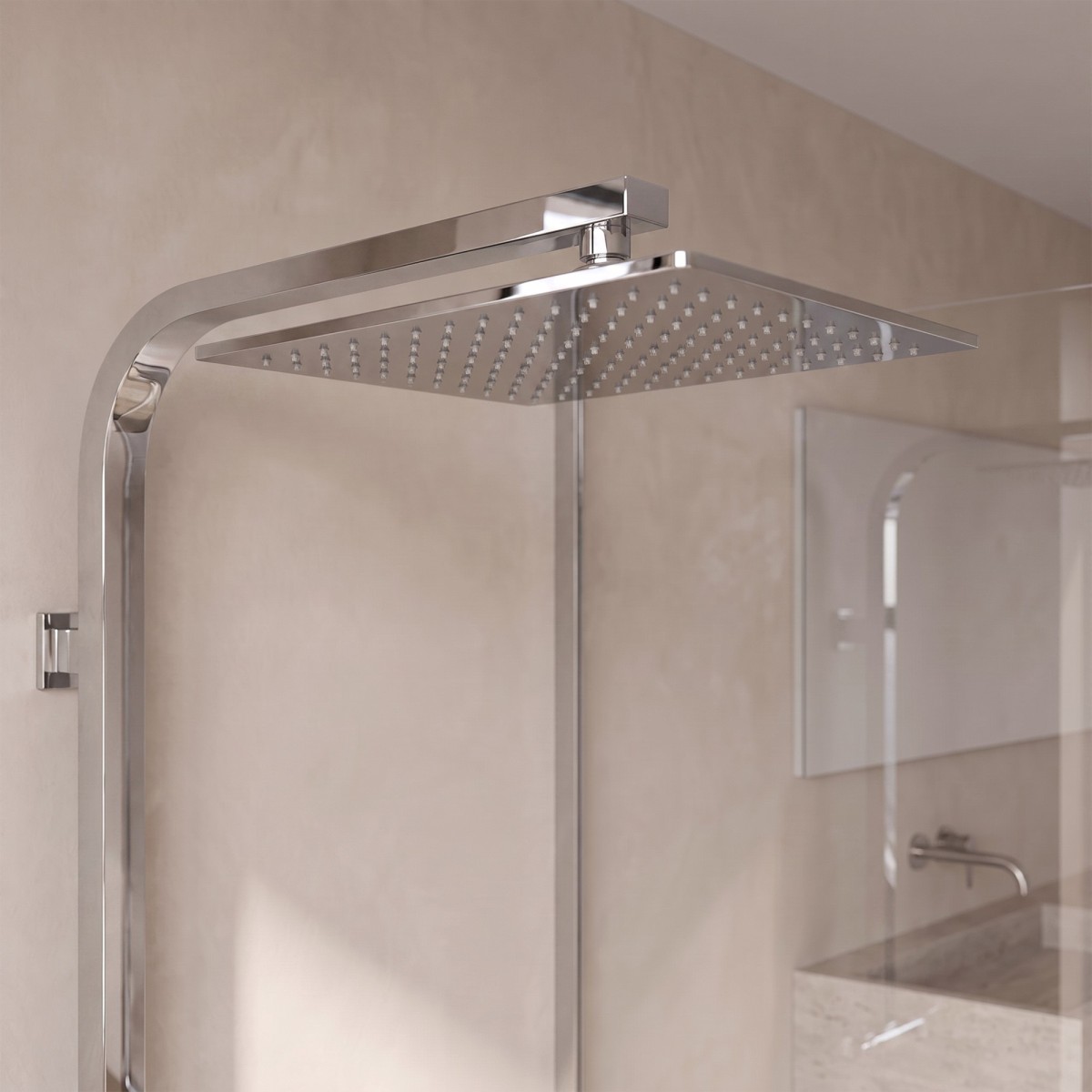 Colonna doccia quadrata con soffione 25x25 doccetta tutta...