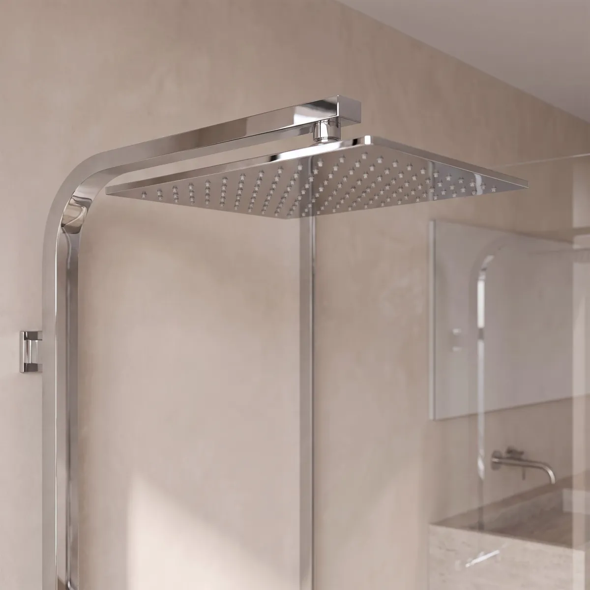 Colonna doccia quadrata con soffione 25x25 doccetta tutta...