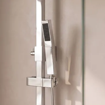 Colonna doccia quadrata con soffione 25x25 doccetta tutta inox FLEX