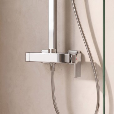 Colonna doccia quadrata con soffione 25x25 doccetta tutta inox FLEX