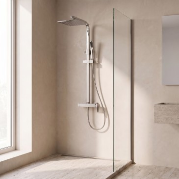 Colonna doccia quadrata con soffione 25x25 doccetta tutta inox FLEX