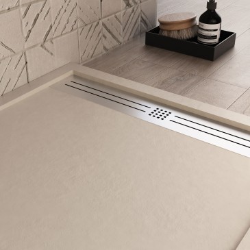 Piatto doccia in resina crema foro laterale GRID