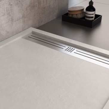 Receveur de douche en résine blanche avec grille de ventilation latérale