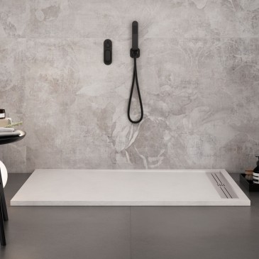 Piatto doccia in resina Bianco foro laterale GRID