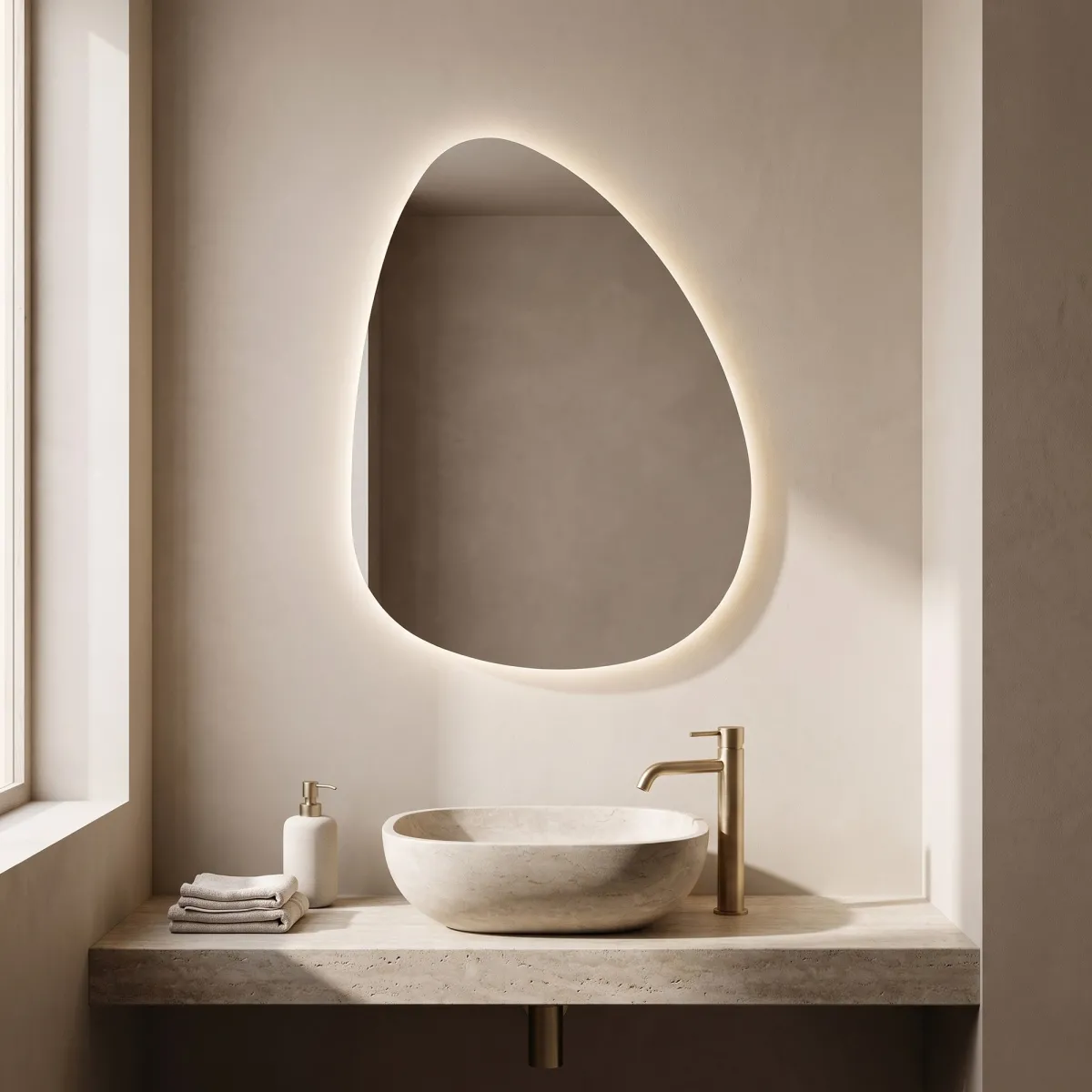 specchio da parete con illuminazione LED integrata 60x80 cm.