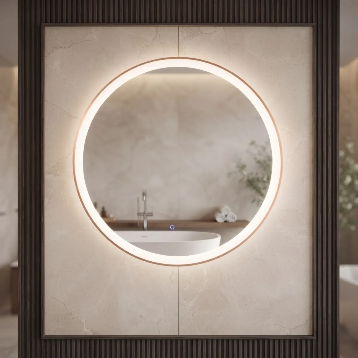 Miroir rond à LED avec commande tactile (CCT) doré ou...