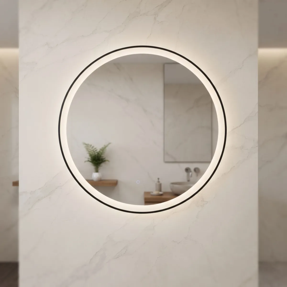 Miroir rond à LED avec commande tactile (CCT) doré ou...