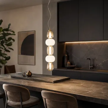Suspension LED dorée 33 W | Mondialshop