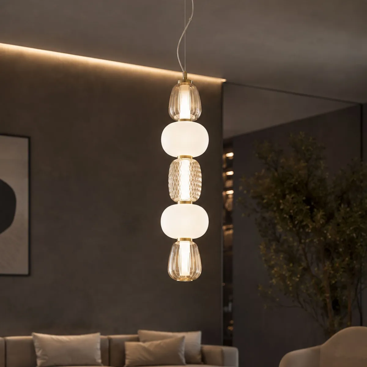 Suspension LED dorée 33 W | Mondialshop