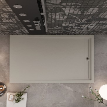 Piatto doccia in marmo resina Grigio Chiaro pietra cemento GRID