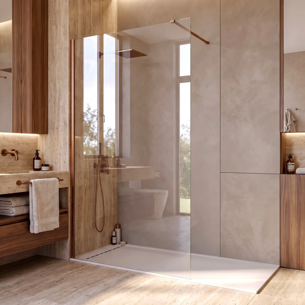 Doccia walk-in 70 cm h200 vetro 8mm anticalcare...