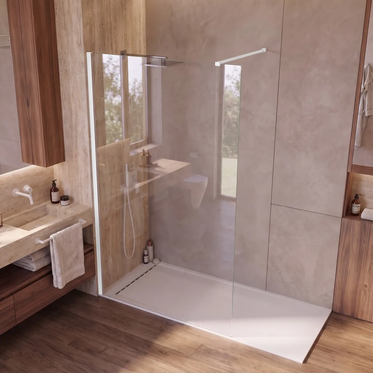 Doccia walk-in 80 cm h200 vetro 8mm anticalcare...