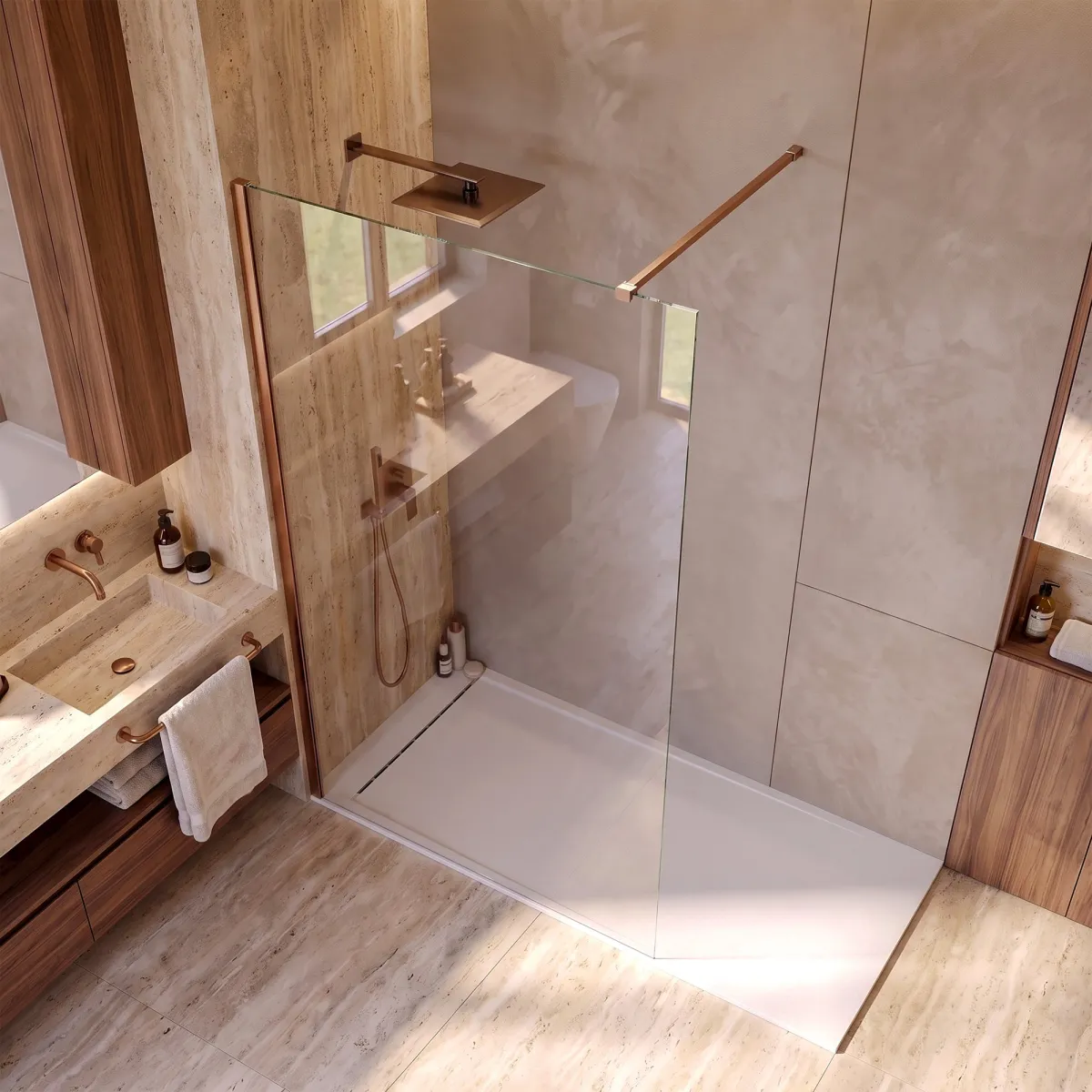 Doccia walk-in 80 cm h200 vetro 8mm anticalcare...