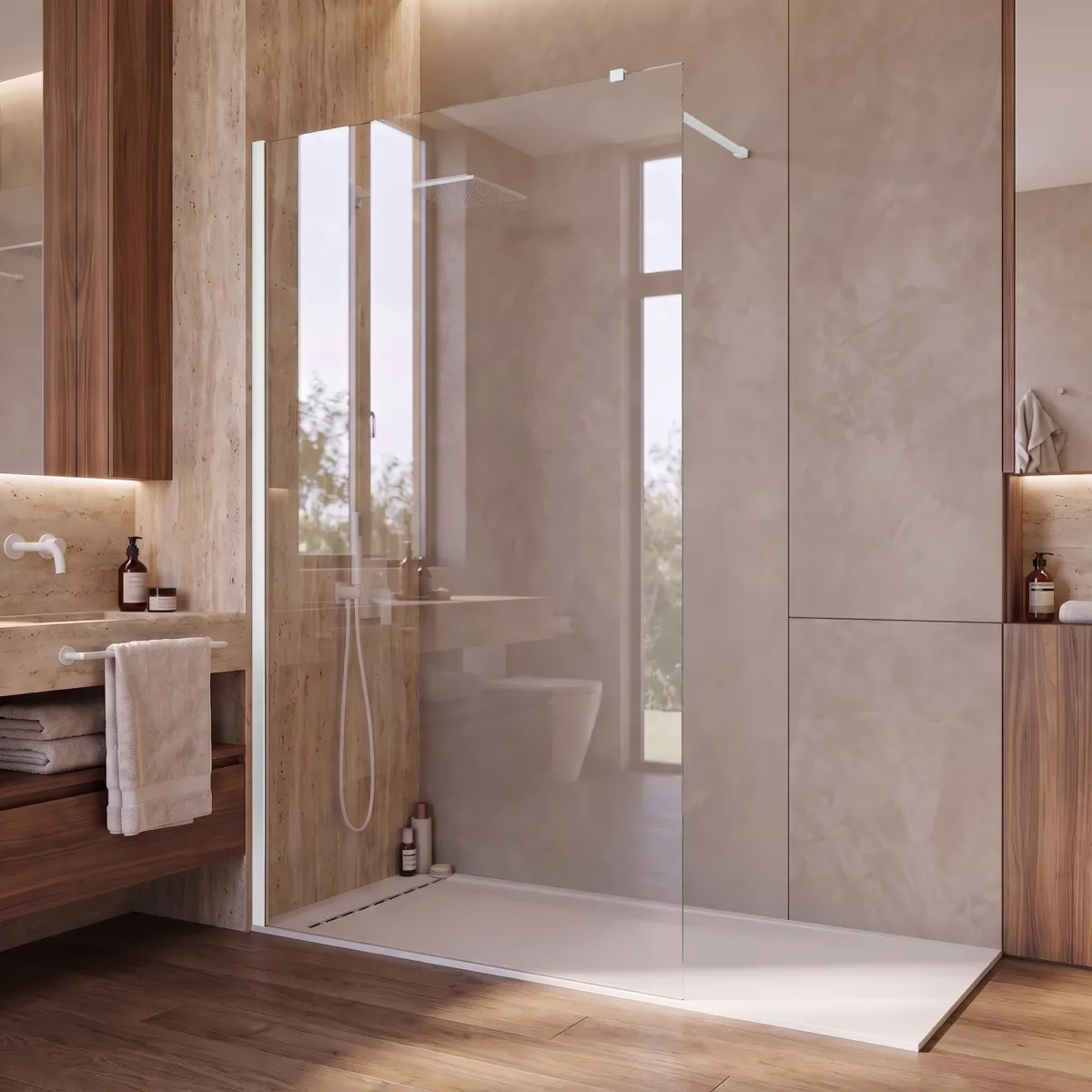ISIDE 90 cm hohe, begehbare Dusche mit 8 mm starkem,...