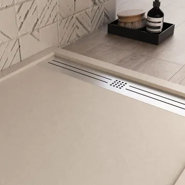 Piatto doccia 80X110 CREMA in marmo resina scarico laterale RELAX