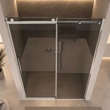 Porte de douche en verre fumé anticalcaire Euclide de 8 mm