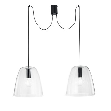 Suspension transparente ou blanche 2xE27