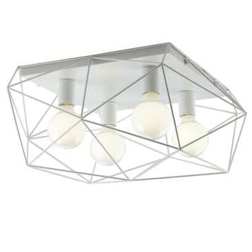 Plafonnier géométrique noir ou blanc 4XE27
