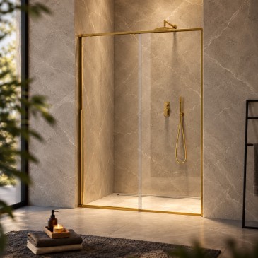 Gebürstete goldene Duschtür h200 Rechts 6mm STAR