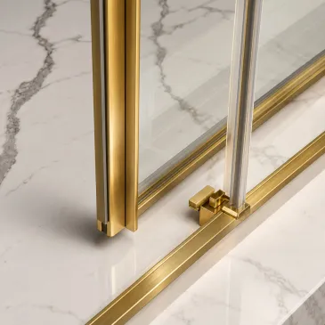 Duschkabine in gebürstetem Gold mit Sternenmuster, 6 mm dick und 200 cm hoch | Mondialshop