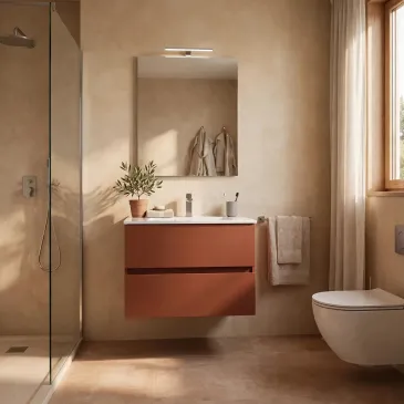 Meuble-lavabo suspendu en terre cuite, disponible en 3 tailles | Mondialshop