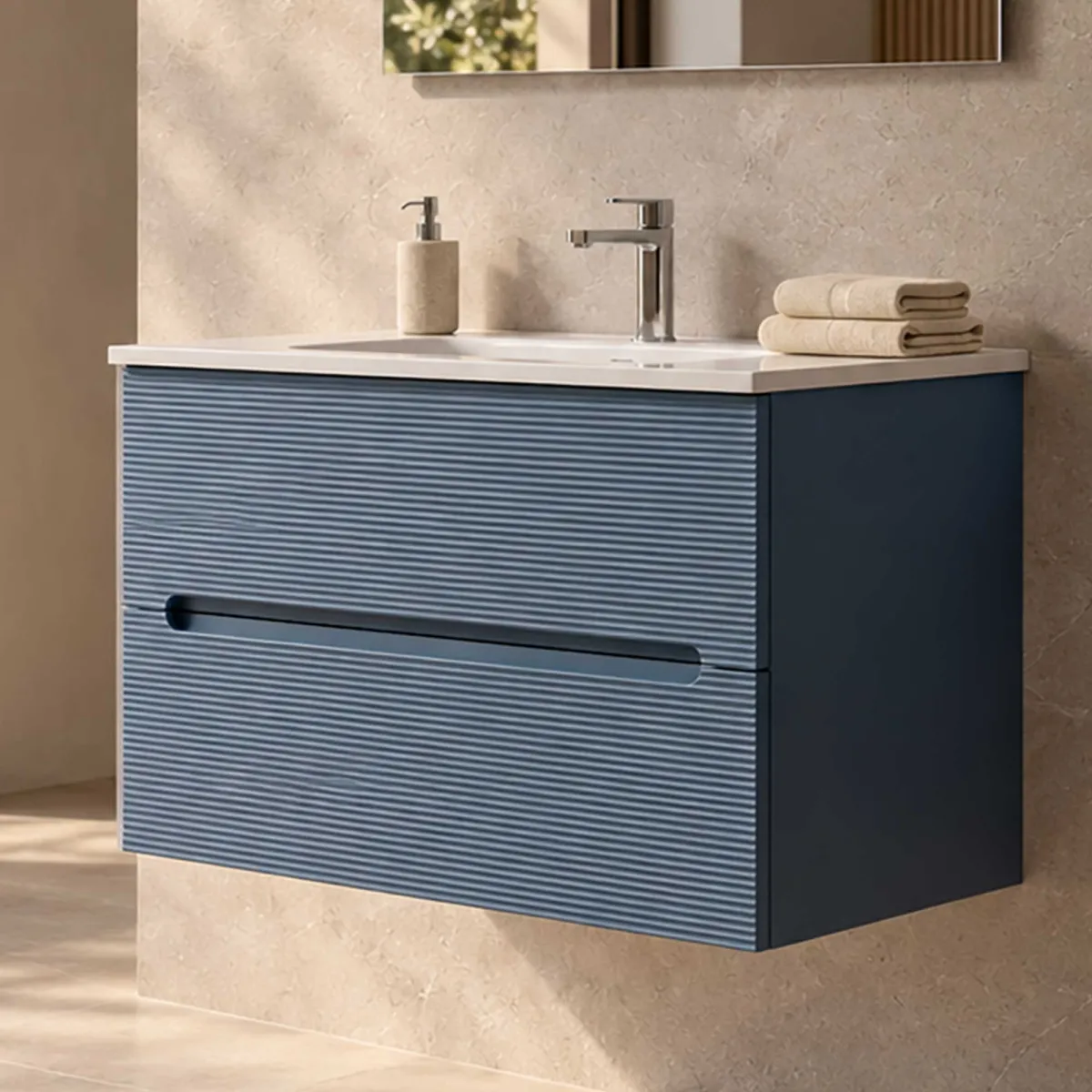 Mobile bagno Rovere cannettato con lavabo, specchio e...