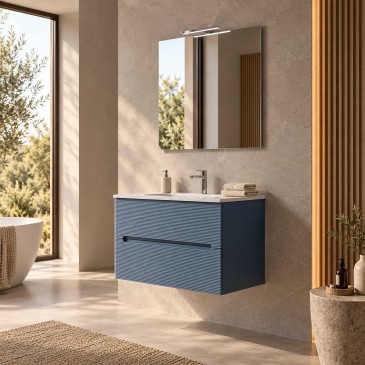 Mobile Bagno Cannettato Effetto Rovere Color Blu Nube 60 80 100