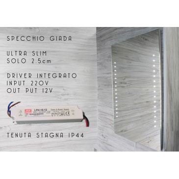 Miroir de salle de bain 60 x 80 cm (L x H) avec éclairage LED