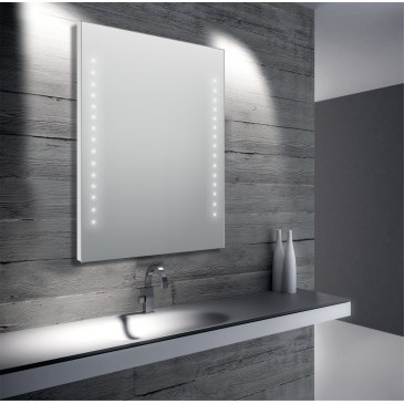 Miroir de salle de bain 60 x 80 cm (L x H) avec éclairage LED