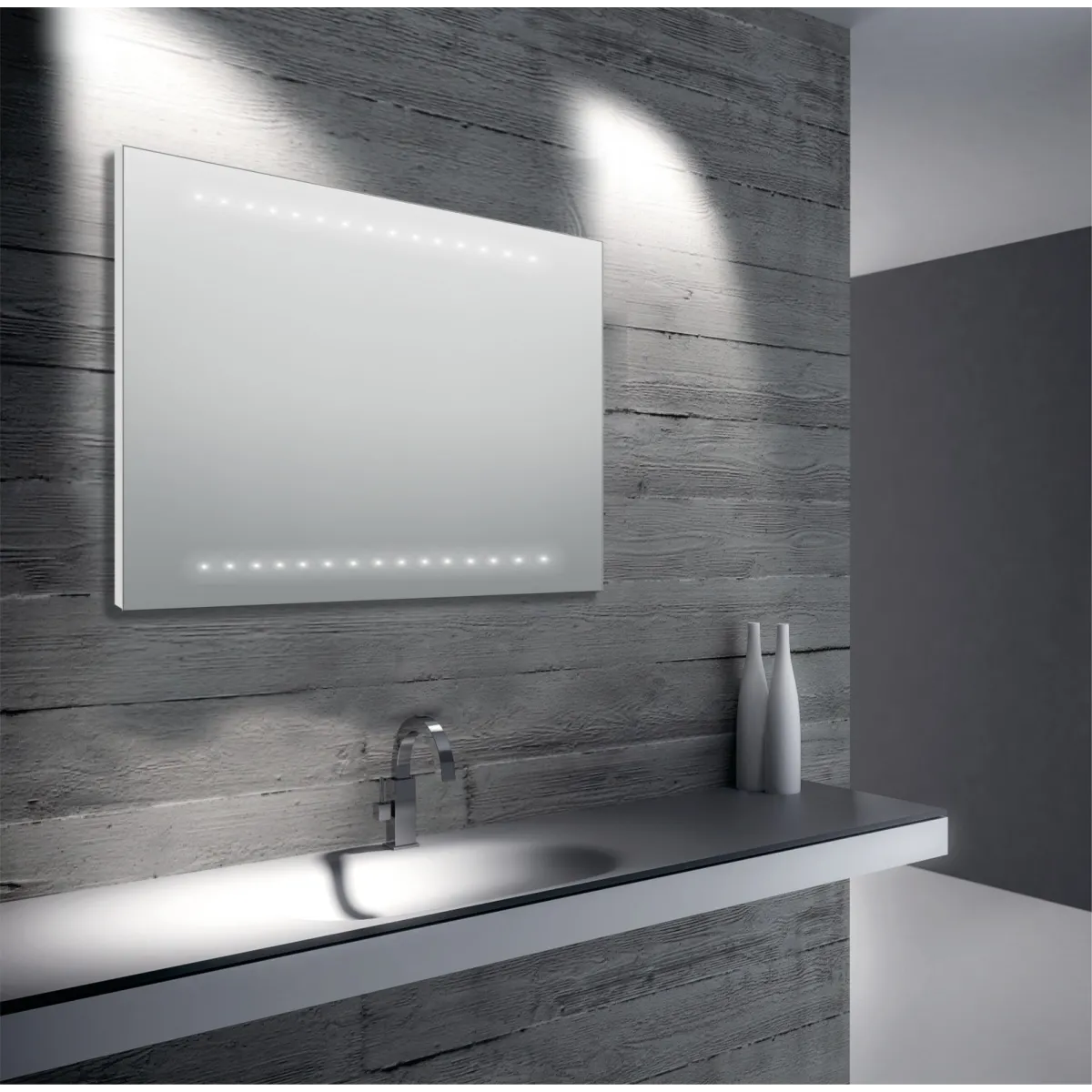 Miroir de salle de bain 60 x 80 cm (L x H) avec éclairage...