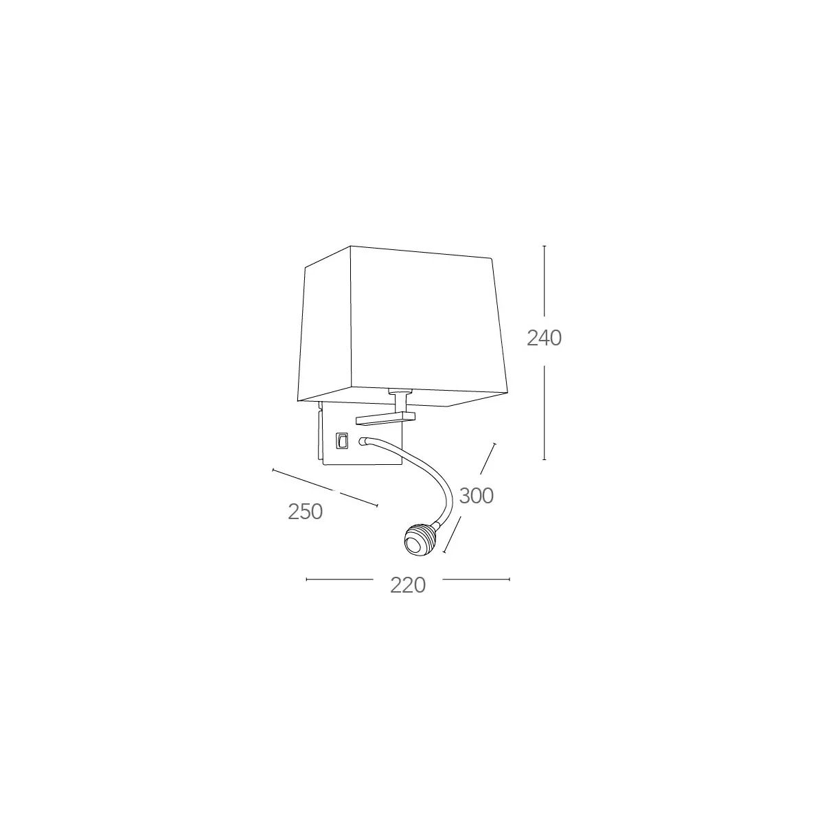 Applique Helly con Paralume Squadrato in Tessuto Bianco e...
